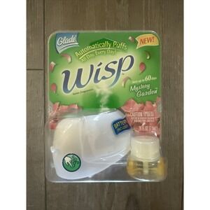 1 New Glade Wisp Automatic Puffs Home Fragrancer W/ Mystery Garden Scented Oil